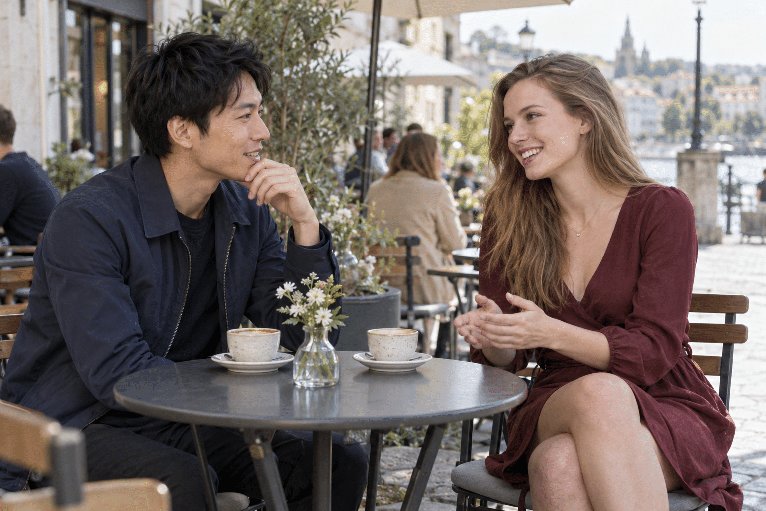 デートで会話を楽しむ男女
